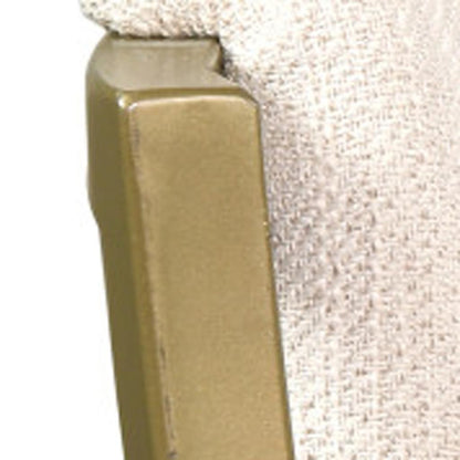 Beige & Antiqued Brass Steel Low Back Bar Height Bar Chair