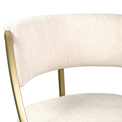 Beige & Antiqued Brass Steel Low Back Bar Height Bar Chair
