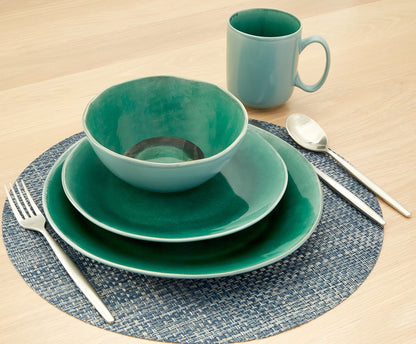 Green 16-Piece Ceramic Set of 4 Dinnerware Set
