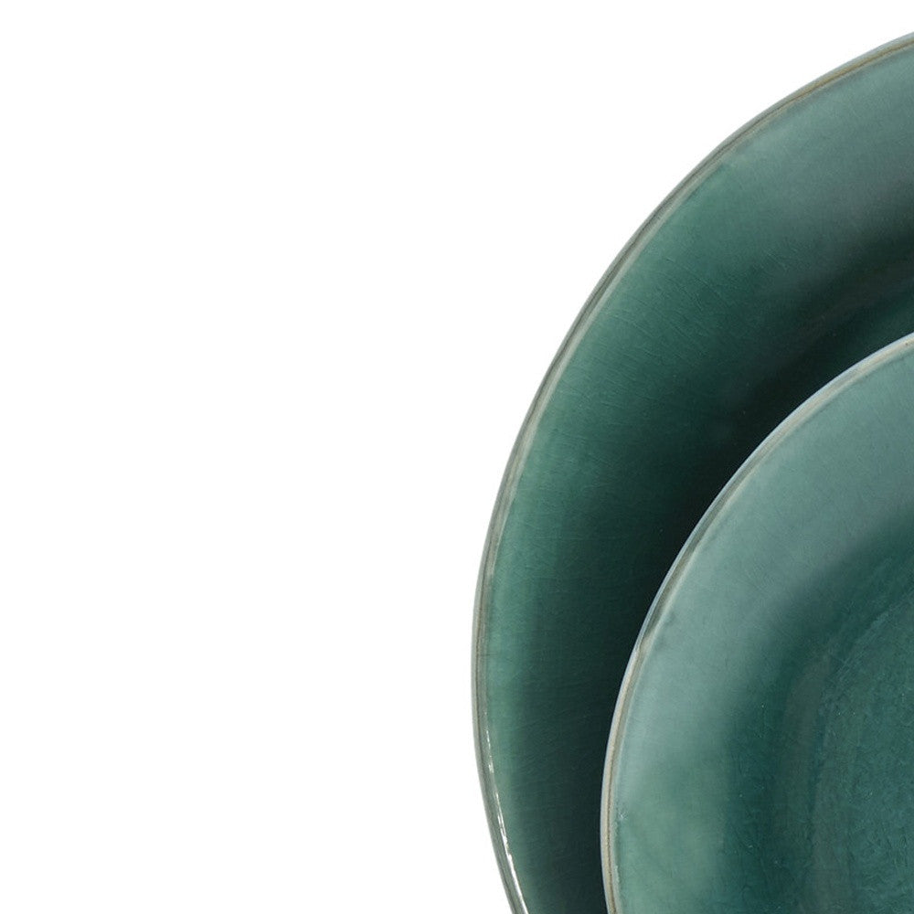 Green 16-Piece Ceramic Set of 4 Dinnerware Set