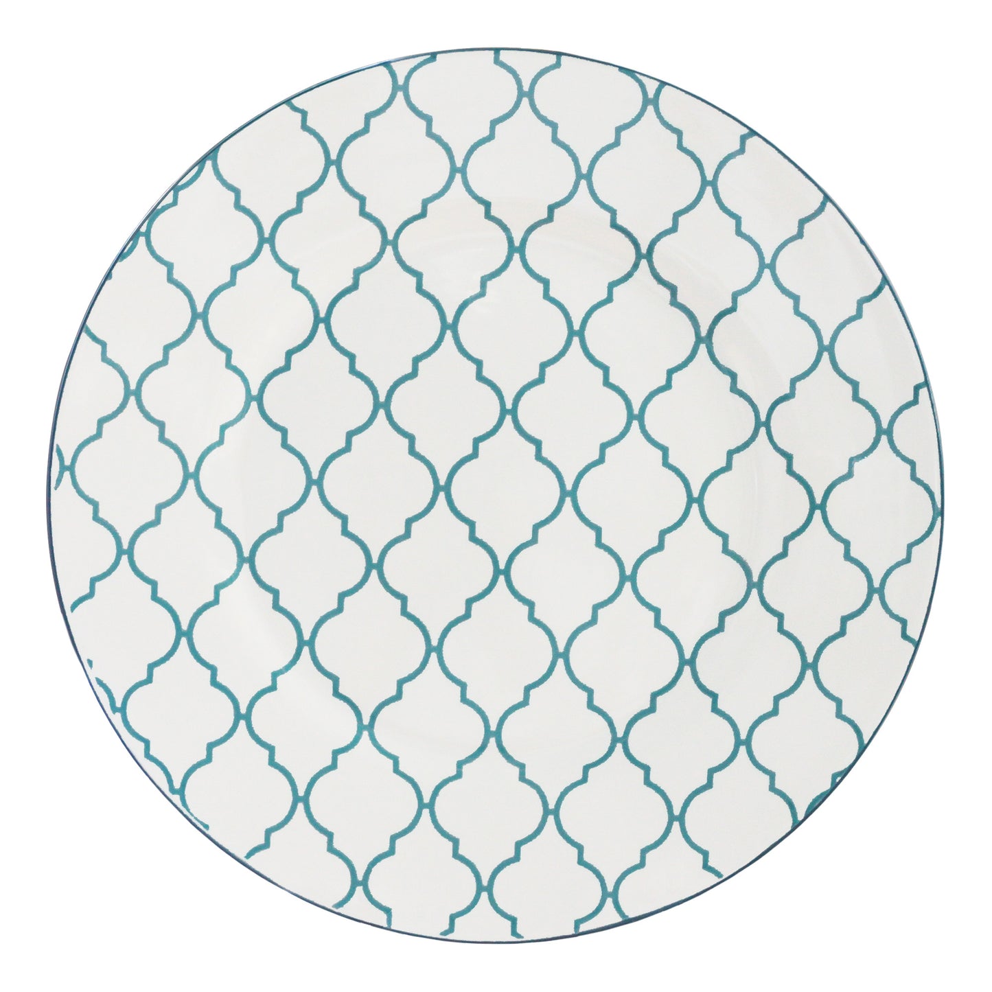 Turquoise 16-Piece Round Trellis Ceramic Set of 4 Dinnerware Set