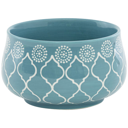Turquoise 16-Piece Round Trellis Ceramic Set of 4 Dinnerware Set