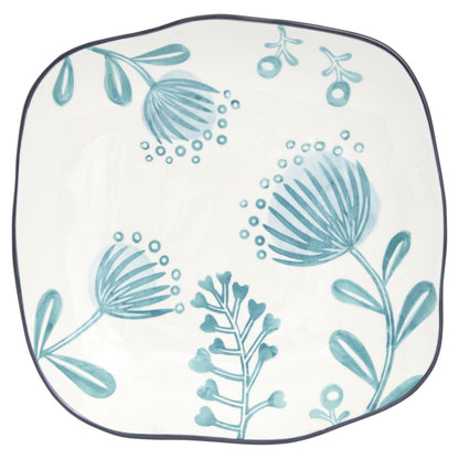 Blue and White 16-Piece Round Floral Ceramic Set of 4 Dinnerware Set
