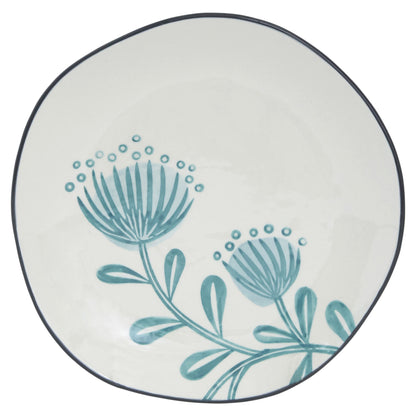 Blue and White 16-Piece Round Floral Ceramic Set of 4 Dinnerware Set