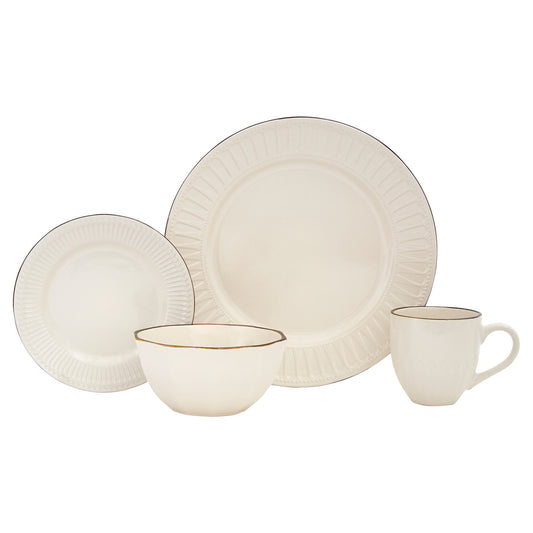 Ivory 16-Piece Ceramic Set of 4 Dinnerware Set