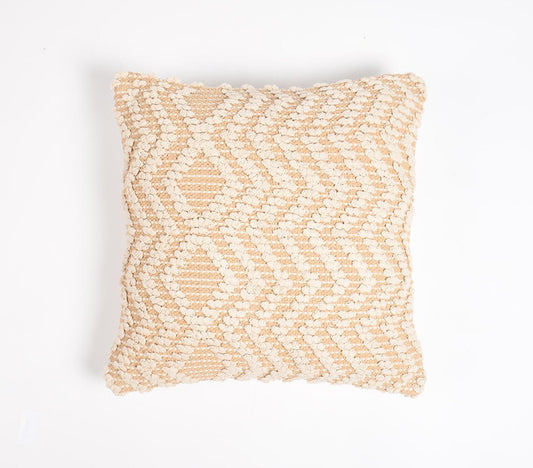 Beige & Ivory Zigzag Cotton (Cover Only) w/ Texture