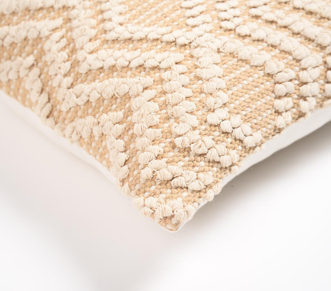 Beige & Ivory Zigzag Cotton (Cover Only) w/ Texture