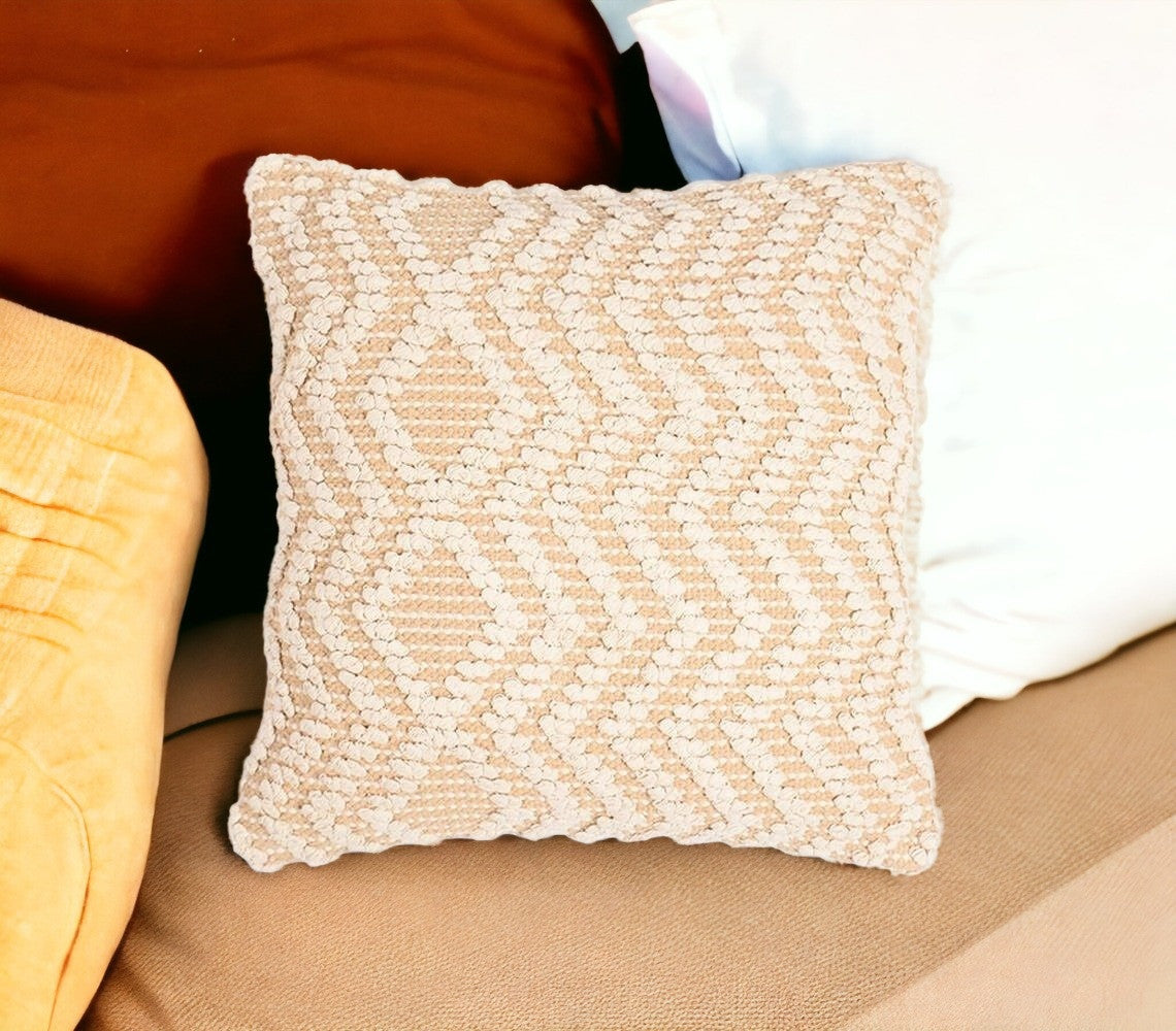 Beige & Ivory Zigzag Cotton (Cover Only) w/ Texture