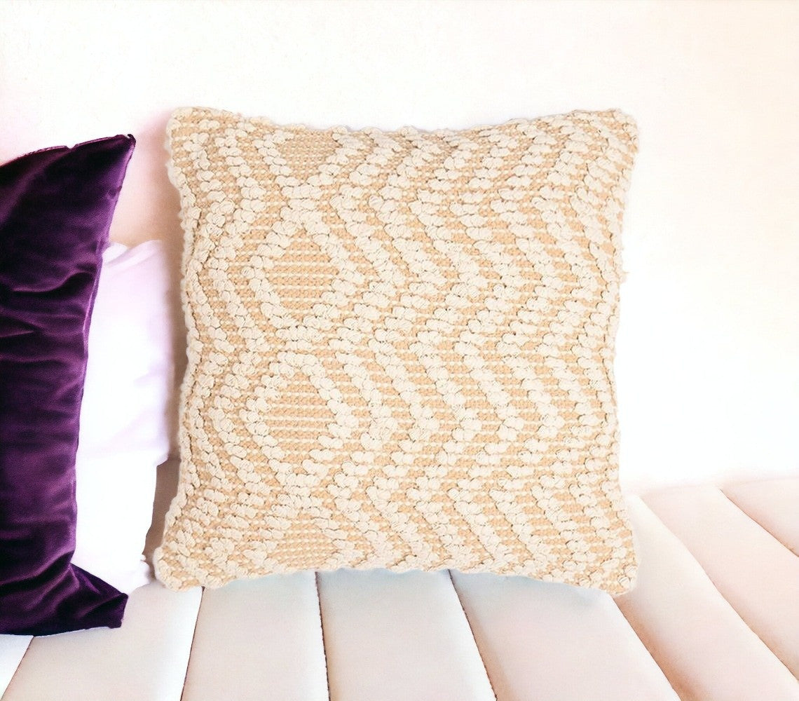 Beige & Ivory Zigzag Cotton (Cover Only) w/ Texture