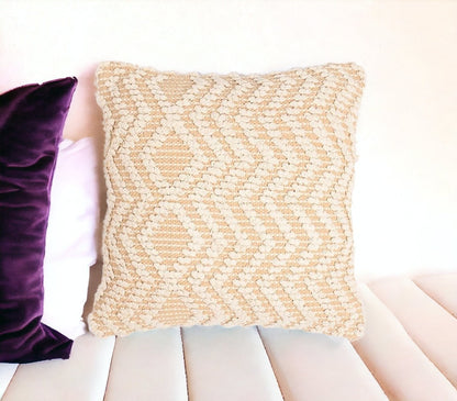 Beige & Ivory Zigzag Cotton (Cover Only) w/ Texture