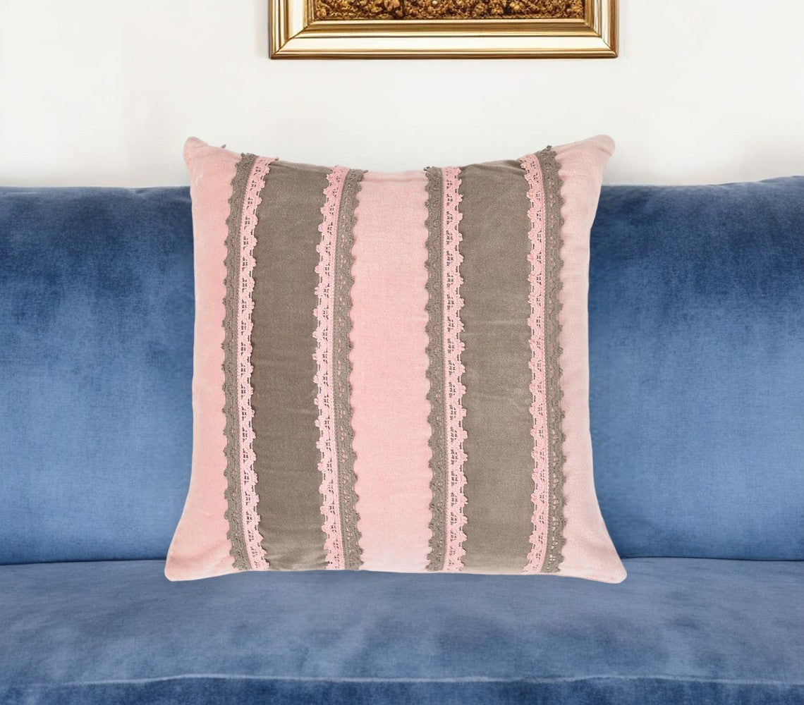 Pink & Brown Striped (Cover Only) w/ Lace