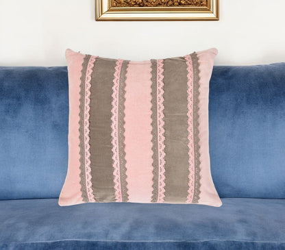 Pink & Brown Striped (Cover Only) w/ Lace