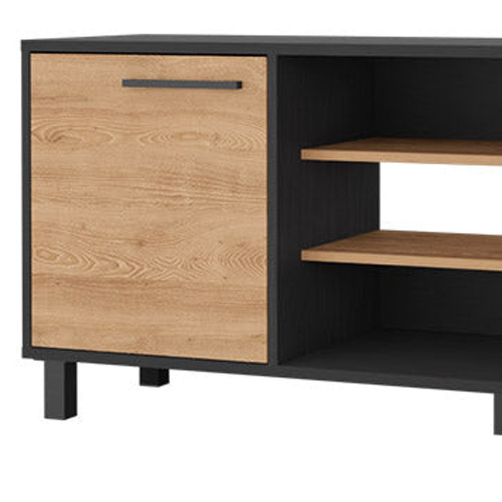Black & Natural Wood Media Console