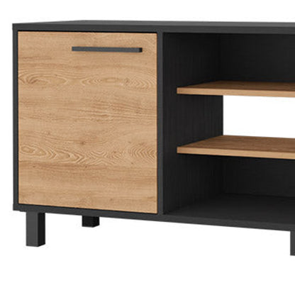 Black & Natural Wood Media Console