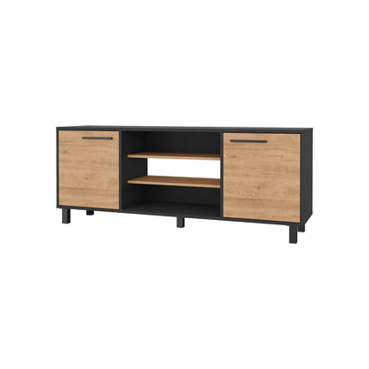 Black & Natural Wood Media Console