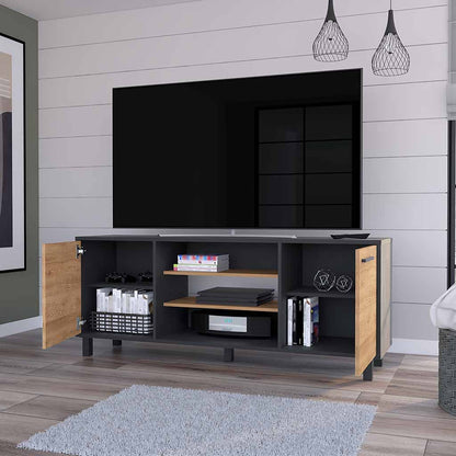 Black & Natural Wood Media Console