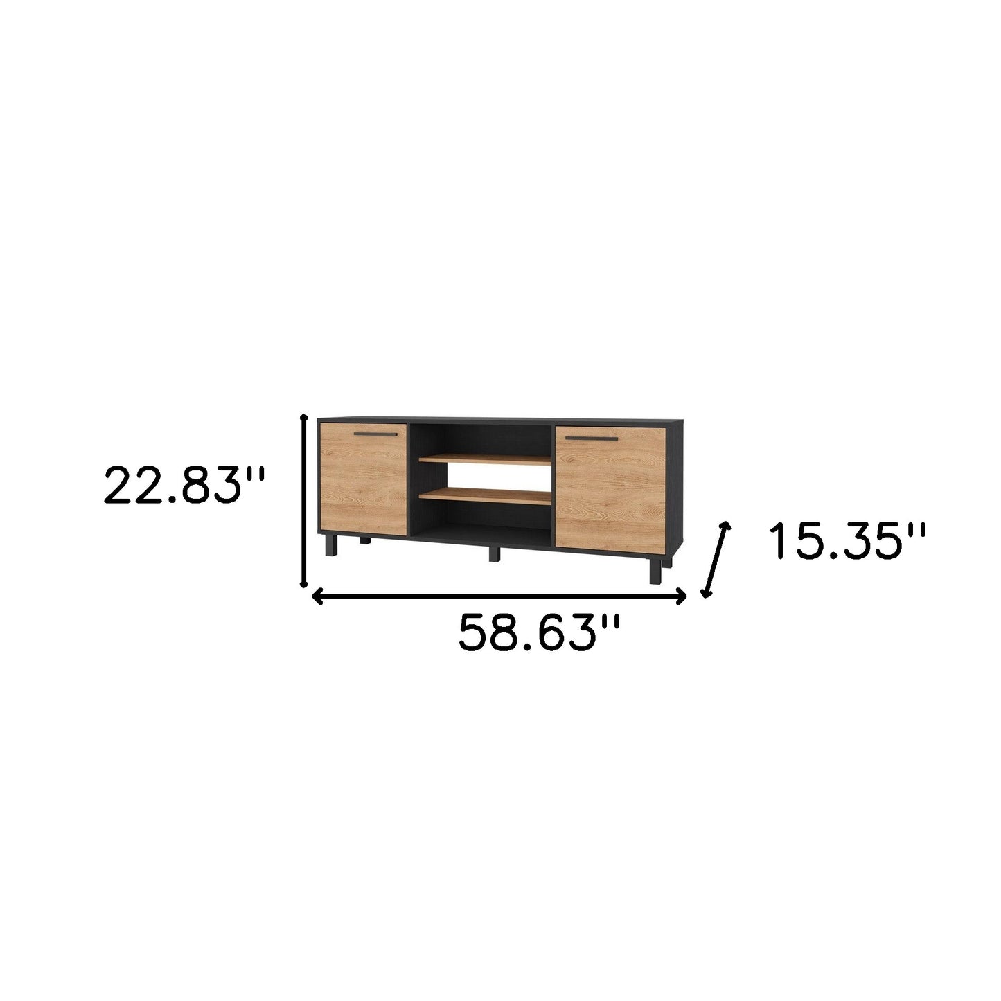Black & Natural Wood Media Console