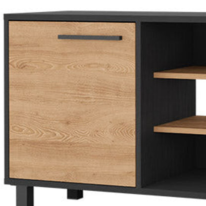 Black & Natural Wood Media Console