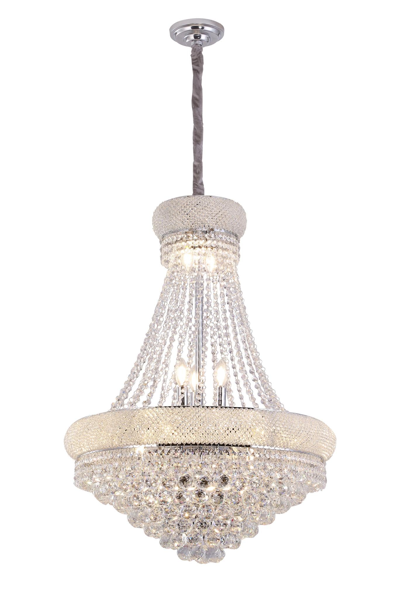 Clear & Silver Empire Multi Light Crystal Glass Chandelier