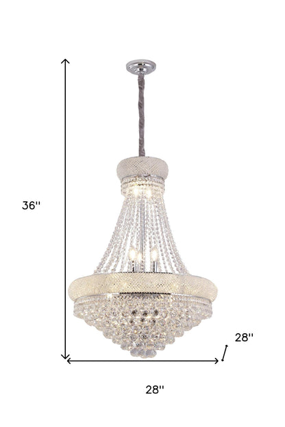 Clear & Silver Empire Multi Light Crystal Glass Chandelier