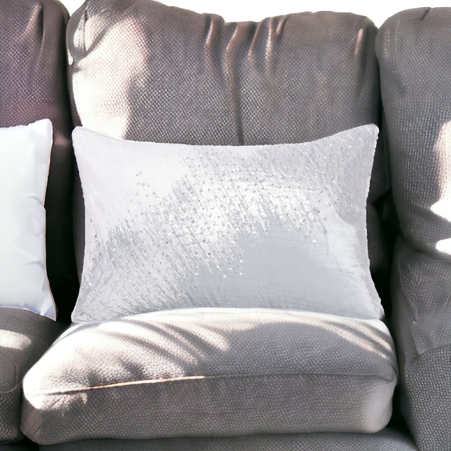 Ivory Abstract Pillow w/ Beads