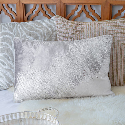 Ivory Abstract Pillow w/ Beads