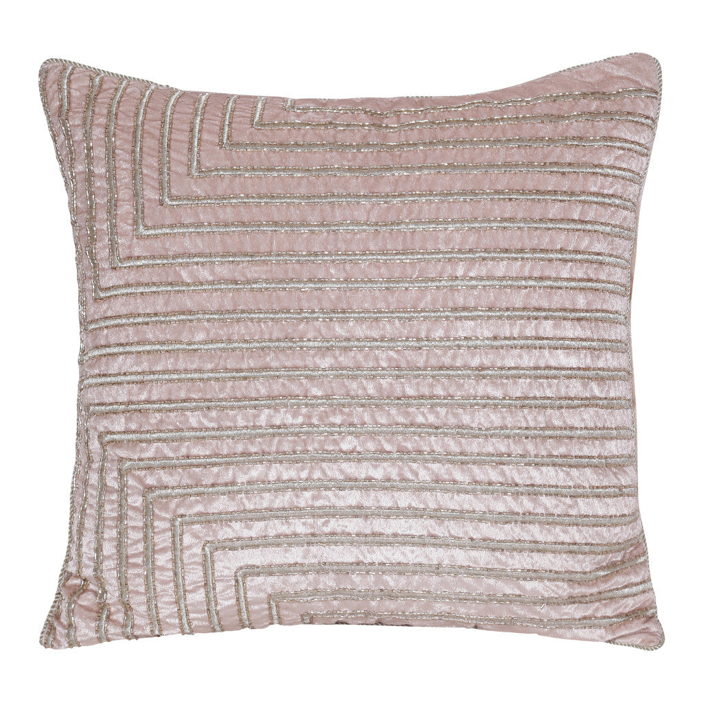 Pink Geometric Pillow w/ Beads