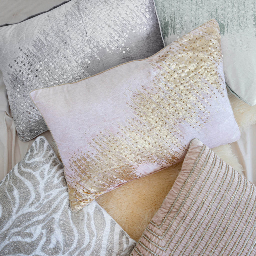 Pink Geometric Pillow w/ Beads