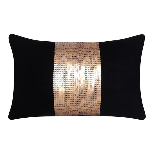 Black Striped Pillow w/ Beads