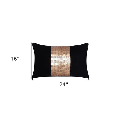 Black Striped Pillow w/ Beads