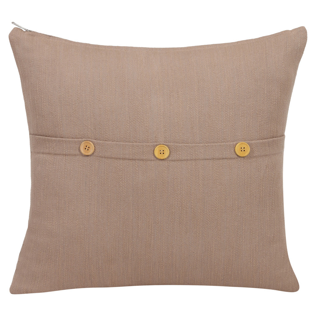 Brown Cotton Pillow w/ Buttons