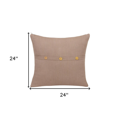 Brown Cotton Pillow w/ Buttons
