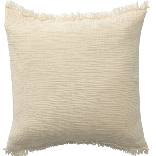 Cream Cotton Down Pillow w/ Fringe