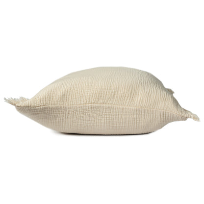 Cream Cotton Down Pillow w/ Fringe