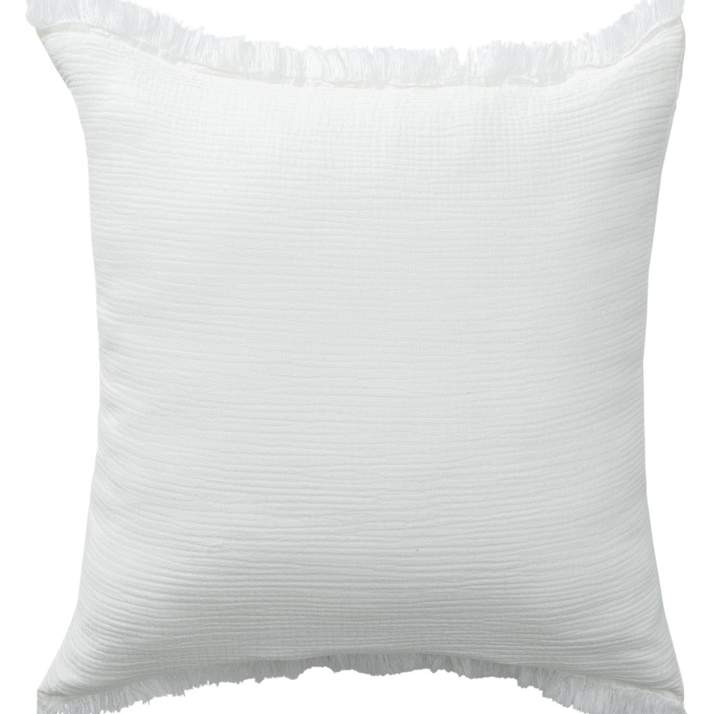 White Cotton Down Pillow w/ Fringe