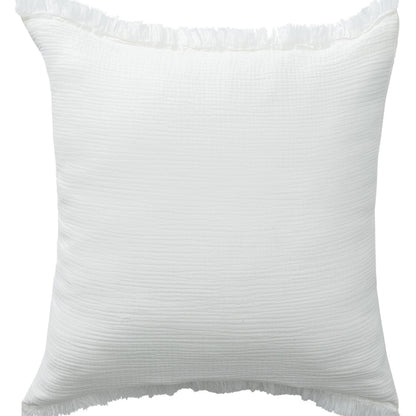 White Cotton Down Pillow w/ Fringe