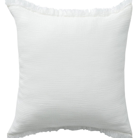 White Cotton Down Pillow w/ Fringe