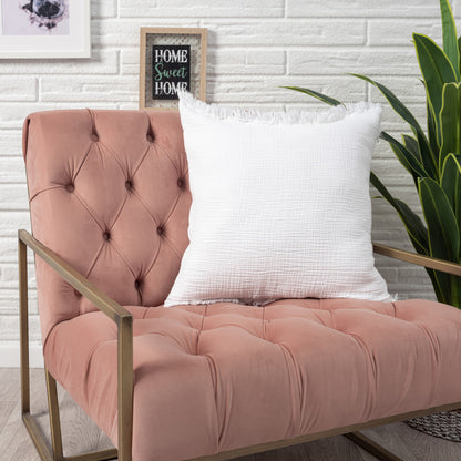 White Cotton Down Pillow w/ Fringe