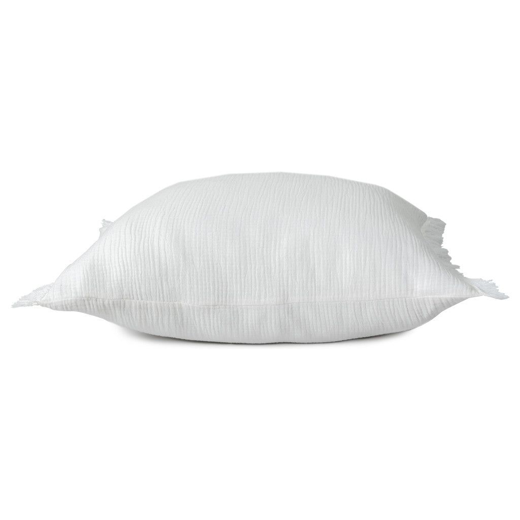 White Cotton Down Pillow w/ Fringe