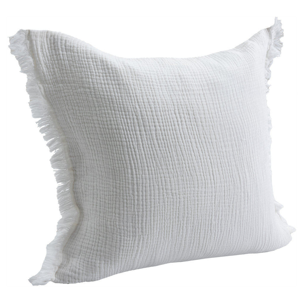 White Cotton Down Pillow w/ Fringe