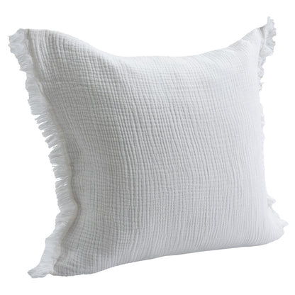 White Cotton Down Pillow w/ Fringe