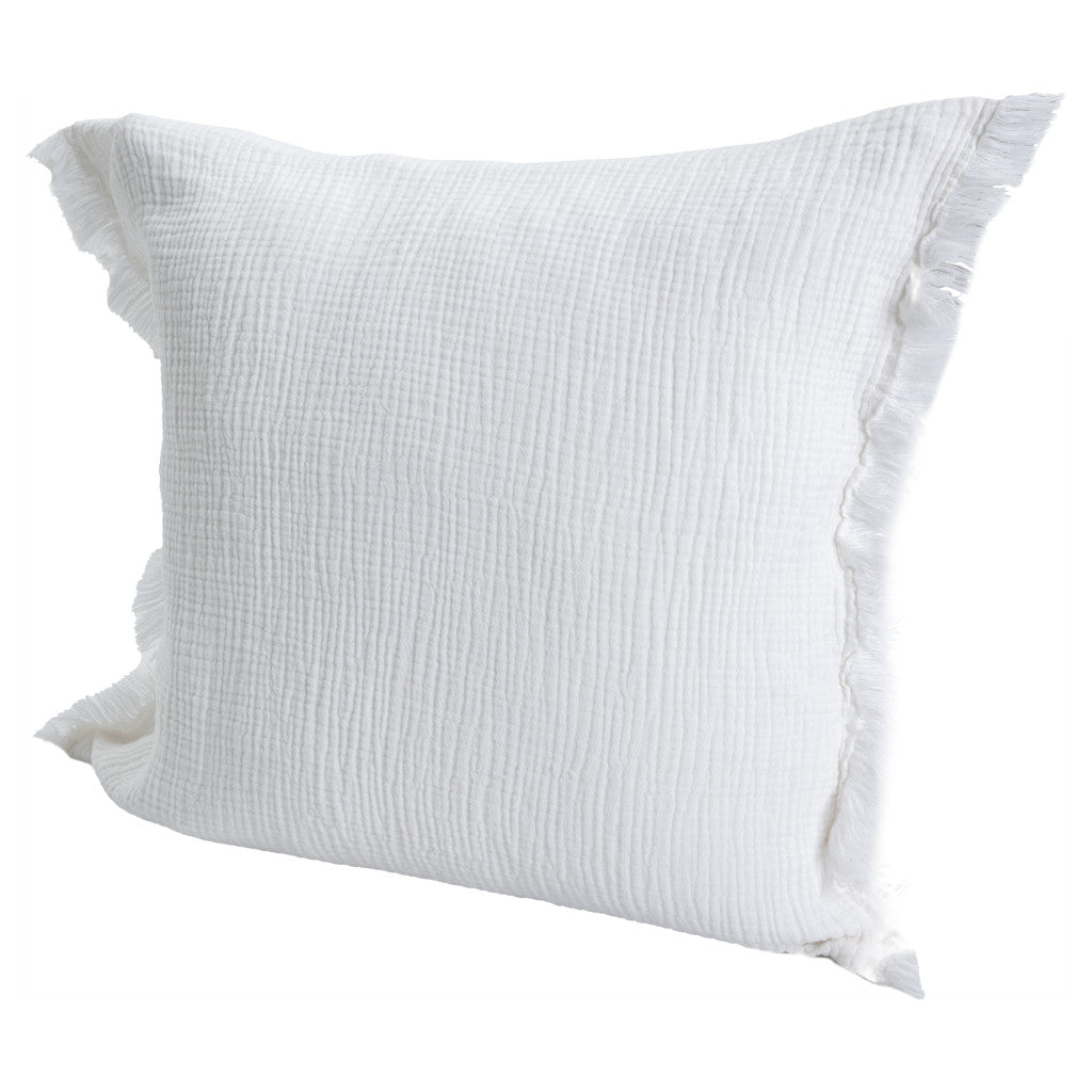 White Cotton Down Pillow w/ Fringe