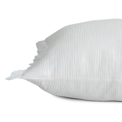 White Cotton Down Pillow w/ Fringe