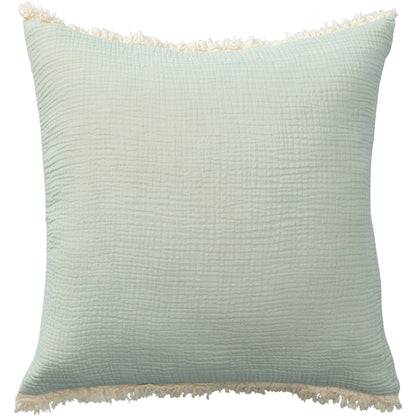 Green Cotton Down Pillow w/ Fringe