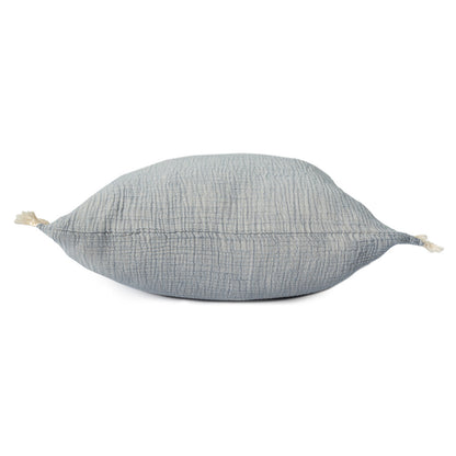 Blue Cotton Down Pillow w/ Fringe