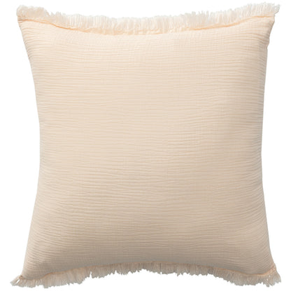 Orange Striped Cotton Down Pillow w/ Fringe