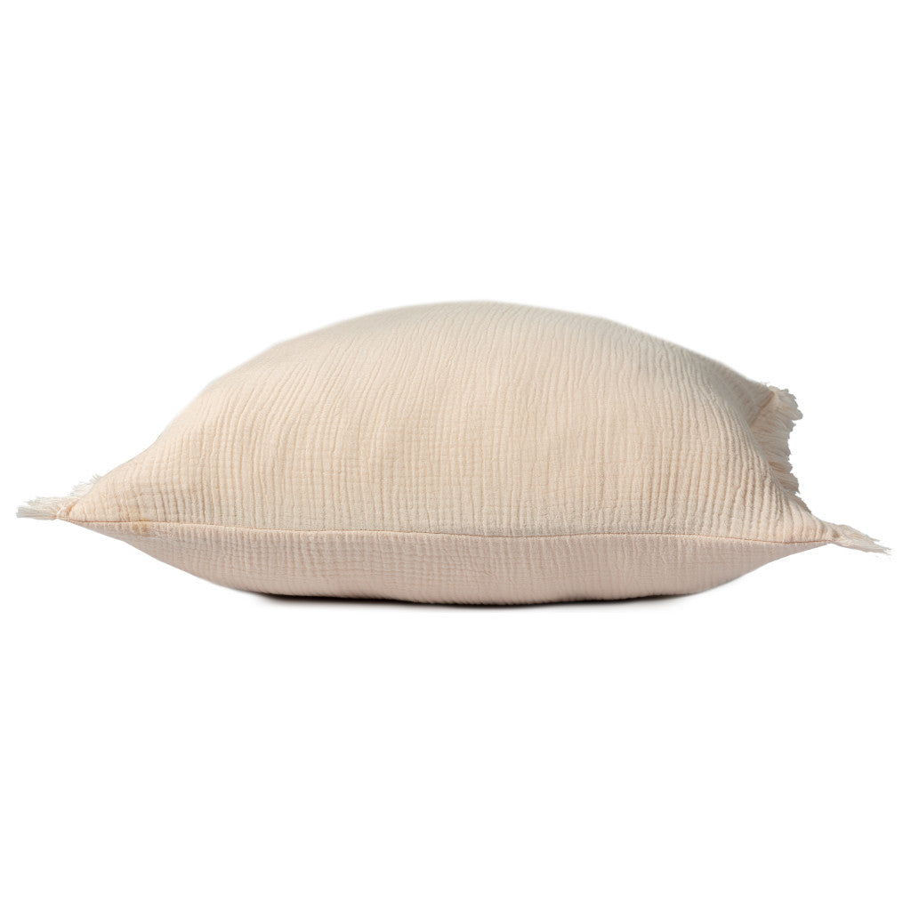 Orange Striped Cotton Down Pillow w/ Fringe