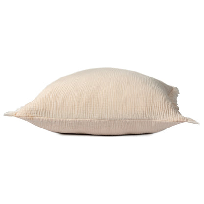 Orange Striped Cotton Down Pillow w/ Fringe