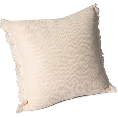 Orange Striped Cotton Down Pillow w/ Fringe