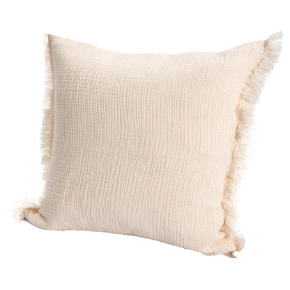 Orange Striped Cotton Down Pillow w/ Fringe